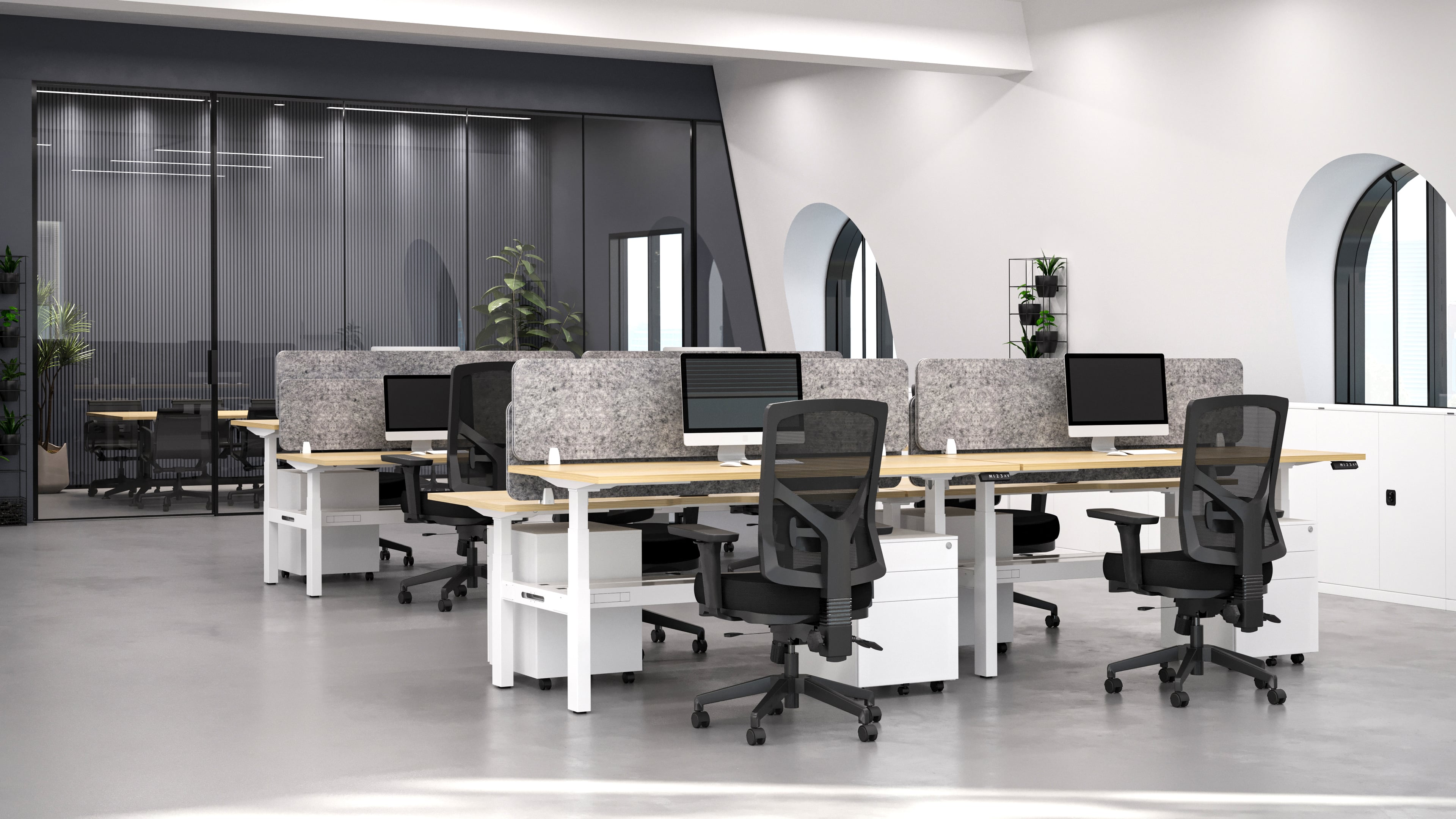 Open-plan commercial desks and meeting tables for Australian workplaces
