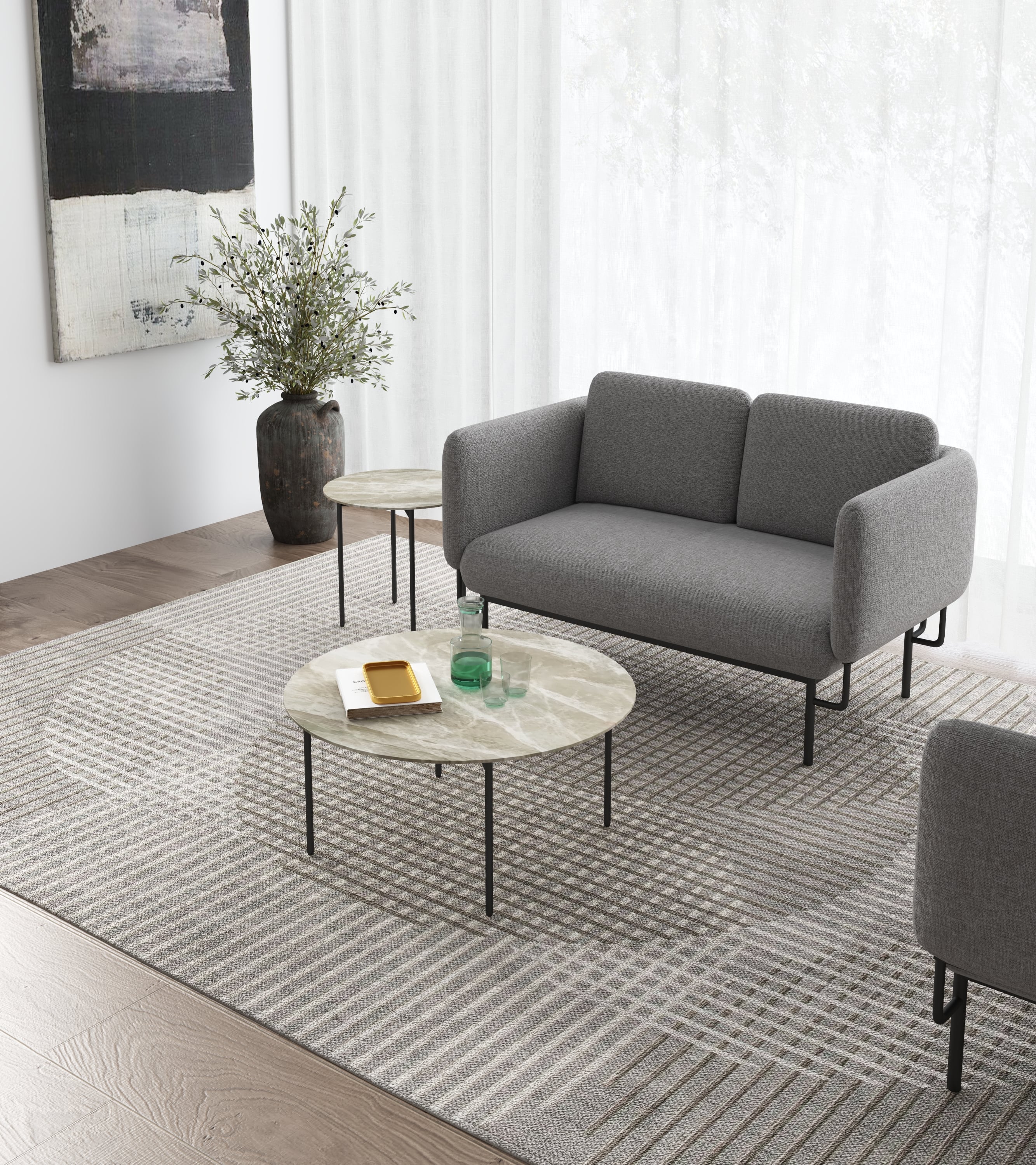 seating area with lounge chairs and a coffee table